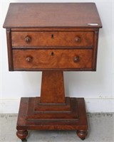 EARLY 19TH C. 2 DRAWER STAND WITH STEPPED BASE &