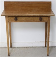 19TH C. TAPER LEG 1 DRAWER STAND WITH BACK