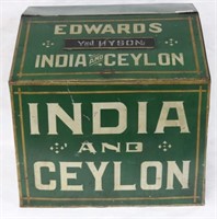 19TH C. TIN TEA BOX, EDWARDS, INDIA & CEYLON,