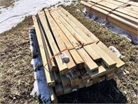 Pile of 2"x4", 4"x4" lumber and 1) 2"x12" x 102"