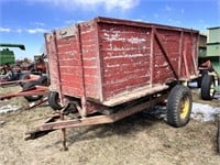 Older red homemade dump wagon