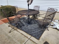 Patio Table, Umbrella Stand, (4) Chairs*