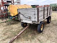 Wooden barge wagon with hoist and running gear