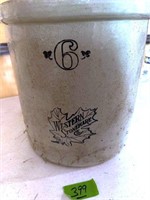 Western Stoneware 6gal jar w/crack