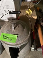 Gray Enamel coffee pot & Metal file box