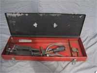 Long Metal Toolbox W/Assorted Tools