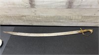 Vintage Sword With Brass Handle 35" Long