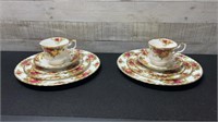 2 Royal Albert Old Country Rose 5  Piece Place Set