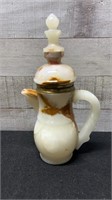 Vintage Alabaster Tea Pot 9" Tall