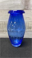 Blenko Art Glass Cobalt Blue Vase 7.5" Tall