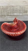 Vintage Cranberry Murano Glass Shell Dish 5"