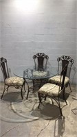 Iron Glass Top Table w 4 Chairs M