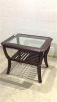 Wooden Glass Top Side Table. Z11B