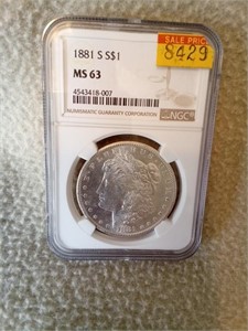 1881-S Silver Morgan Dollar, MS 63