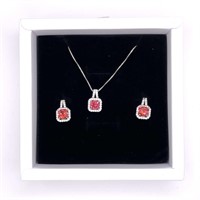 Sterling Silver Padparadscha 2 Piece Set