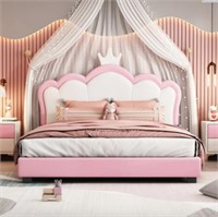 Upholstered Princess Bed With Crown Headboard Full