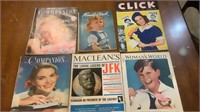 (6) Vintage Magazines Click, Companion, MaCleans…