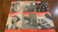 (6) Vintage Early 1940s LIFE Magazines