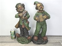 PAIR OF 18" BRONZE CLOWN BAND STATUES