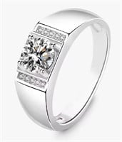 Sterling Silver Moissanite Diamond Mens Ring