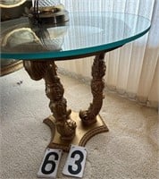 Asian end table glass top 25” X 21”