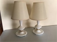 17 in White Hobnail lamps set of 2
