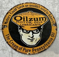 Round Enamel "OLIZUM MOTOR OIL" Door Push