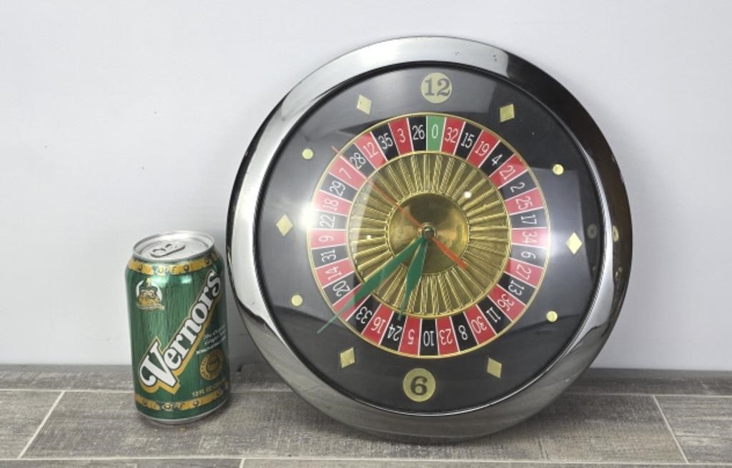 ROULETTE TABLE BATTERY WALL CLOCK