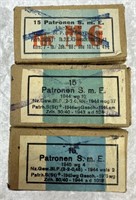 Lot Of 3 German WWII 8mm Cartridges Boxes