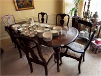 KINKADE DINING TABLE QUEEN ANNE LEGS W 6 CHAIRS