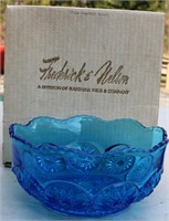 Vintage Blue Crystal Bowl 7.5"