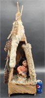 Native American Girl Doll in 32" Tee Pee