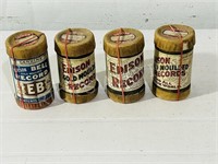 4 Edison gramophone cylinders in case