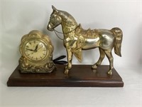 Vintage United Self Starting Brass Horse Clock