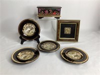 Art of Chokin Miniature Plates & Porcelain Box