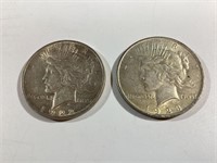 1922 & 1923 P Peace Silver Dollars,VF