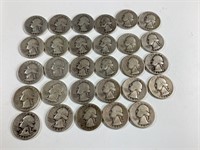 29 Washington Silver Quarters,1940’s