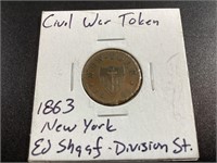 1863 Civil War Token Ed Shaaf,New York