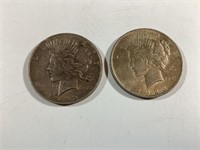 1922 & 1923 P Peace Silver Dollars,FINE