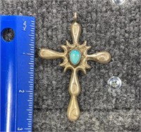 Turquoise Cross Necklace Pendant 15 Grams
