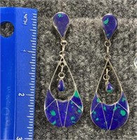 Sterling Silver Blue Green Earrings
