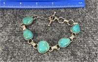 Sterling Silver Large Turquoise Bracelet 30 Grams