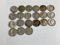 21 Washington Silver Quarters,1960’s