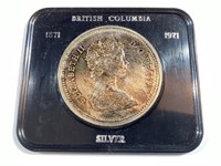 1971 British Columbia Canada Silver Dollar,50%