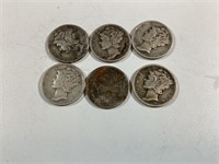 6 Mercury Head Silver Dimes