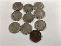 10 Buffalo Nickels,Some No Dates