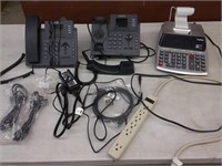 Canon adding machine, phones, cords