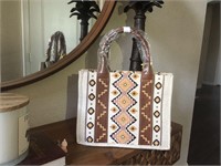 Wrangler Canvas Handbag/Bible Tote-Aztec-Coffee...