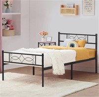 14" Twin Size Metal Platform Bed Frame with Hea...