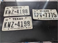Lot of 3 Texas Lic Plates 1 Pair 1 Single